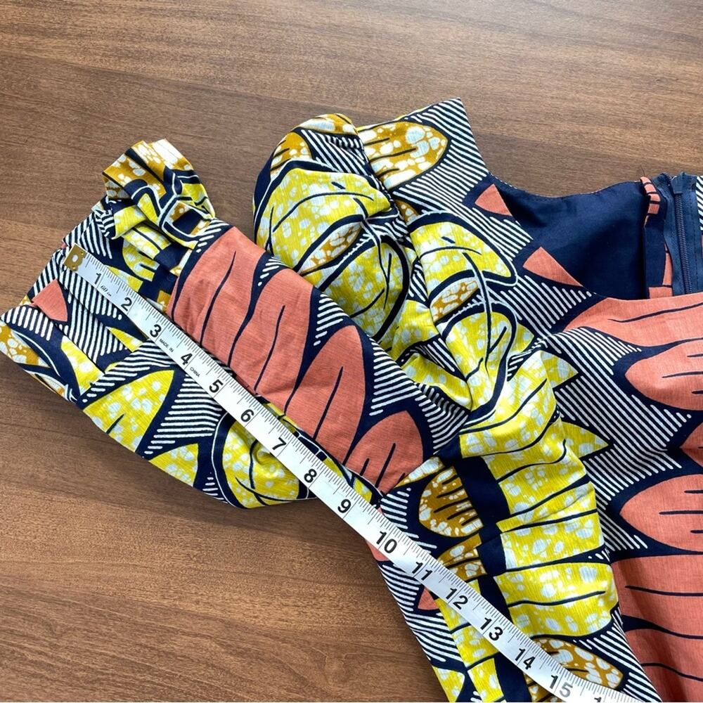Handmade | African Print Ankara Maxi Dress Patchwork Queen Puff 3/4 Sleeve Round - Picture 8 of 11